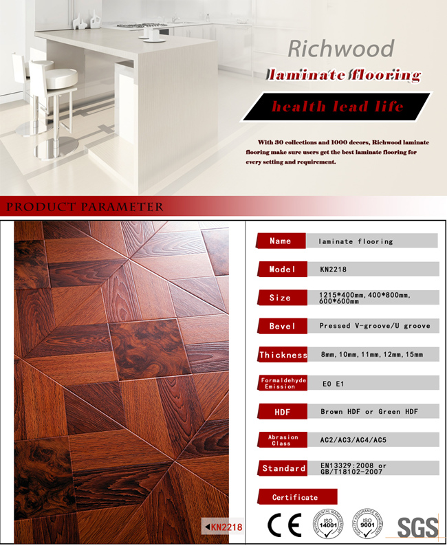 Household HDF AC3 Woodgrain V-Grooved Laminated Laminate Wooden Floor