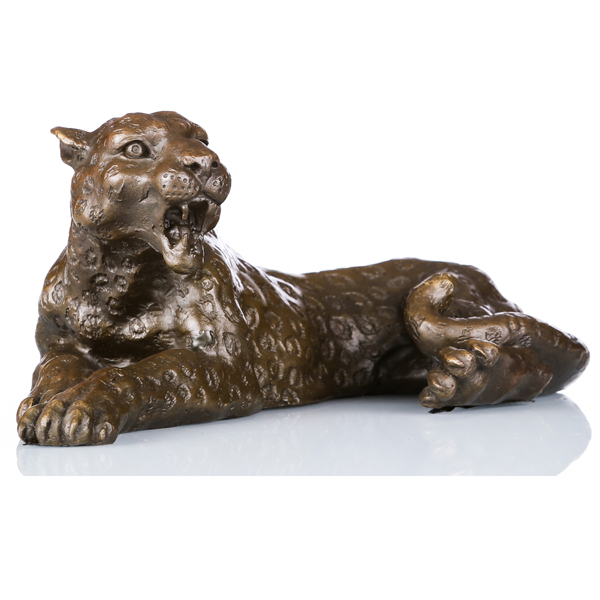 Wild Animal Small Size Hand-Made Leopard Bronze Sculpture Statue Tpal-064