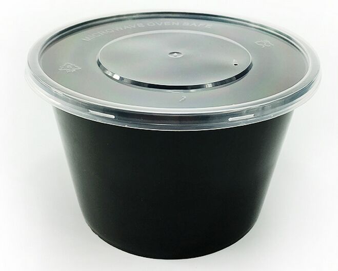 650ml Black Plastic Microwaveable & Freezer Compartment Disposable Food Container with Clear Lid