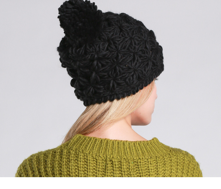 Womens Hand Made Winter Warm Knitted Twisted Cable POM POM Caps Hat Braided Beanie (HW135)