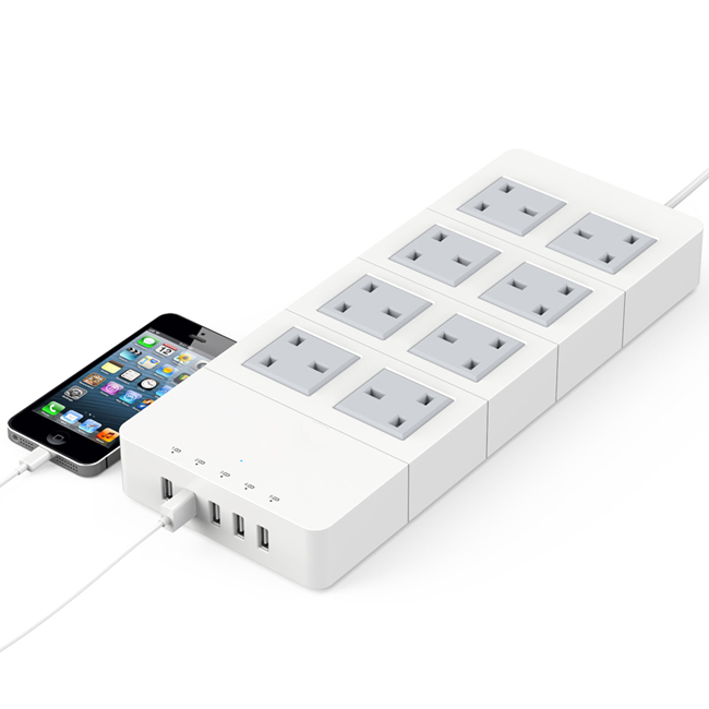 8 Outlet EU/Us/UK/Au Electrical Socket with 5 Ports USB Charger