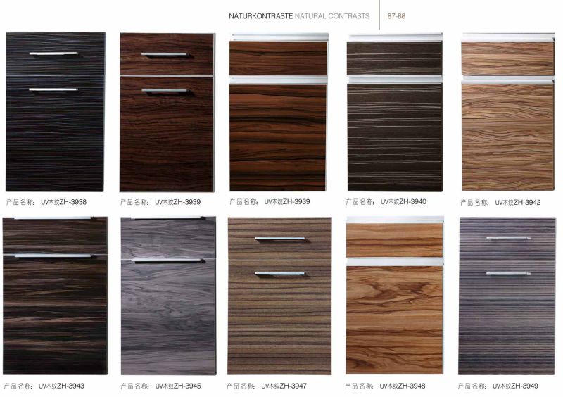 Woodgrain UV Kitchen Cabinet Doors with Handles (zhuv)