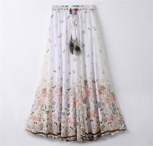 2016 Latest Design Women Printed Chiffon Beach Bohemian Skirt (16701)