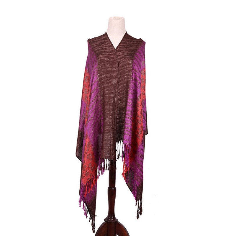 Viscose New Design Purple Scarf Winter Pashmina Ladies Shawl