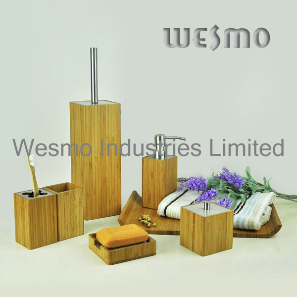 Square Bamboo Bath Set with Metal Parts (WBB0303A)