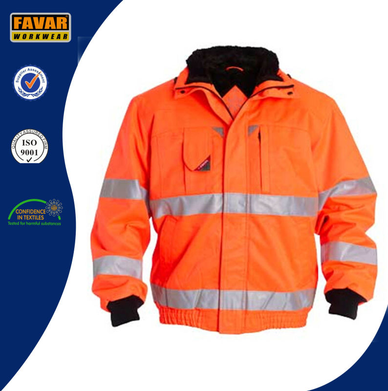 Hi Vis Padded Winter Jacket with Reflector Tape Workwear