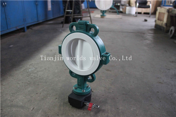 Full PTFE Lined Two PCS Body Wafer Type Butterfly Valve with Ce ISO Wras