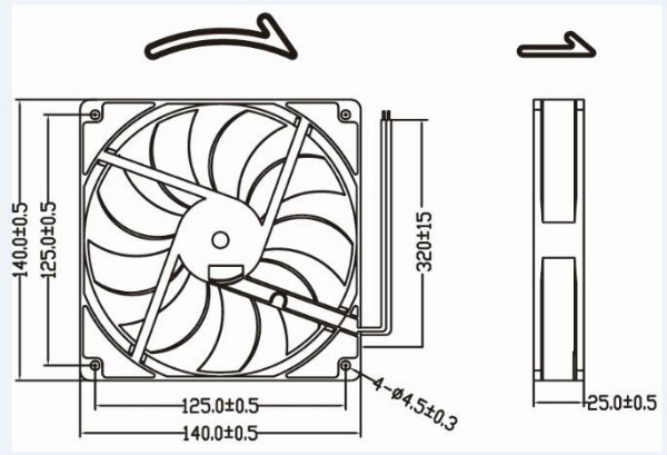 High Cfm DC Brushless 12V 140mm Case Fan 140X140X25mm Cooling Fans