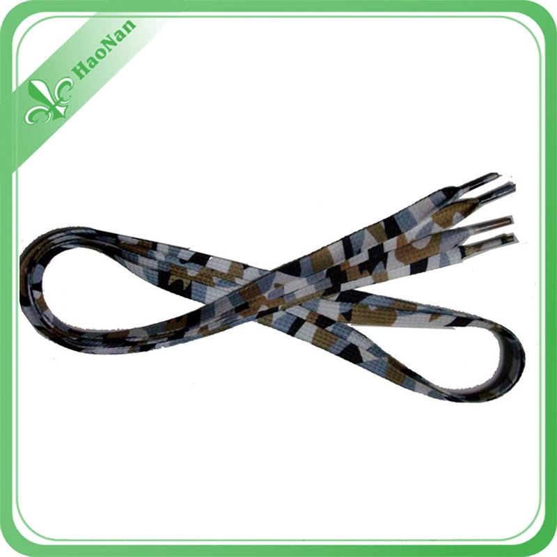 Custom Hot Design Fabric Woven Printing Flat Shoelace for Shoes