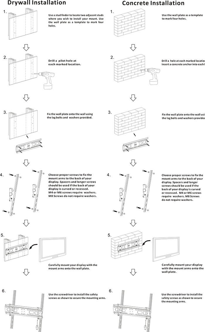 Flat TV Mount Tilting TV Wall Mount with up and Down