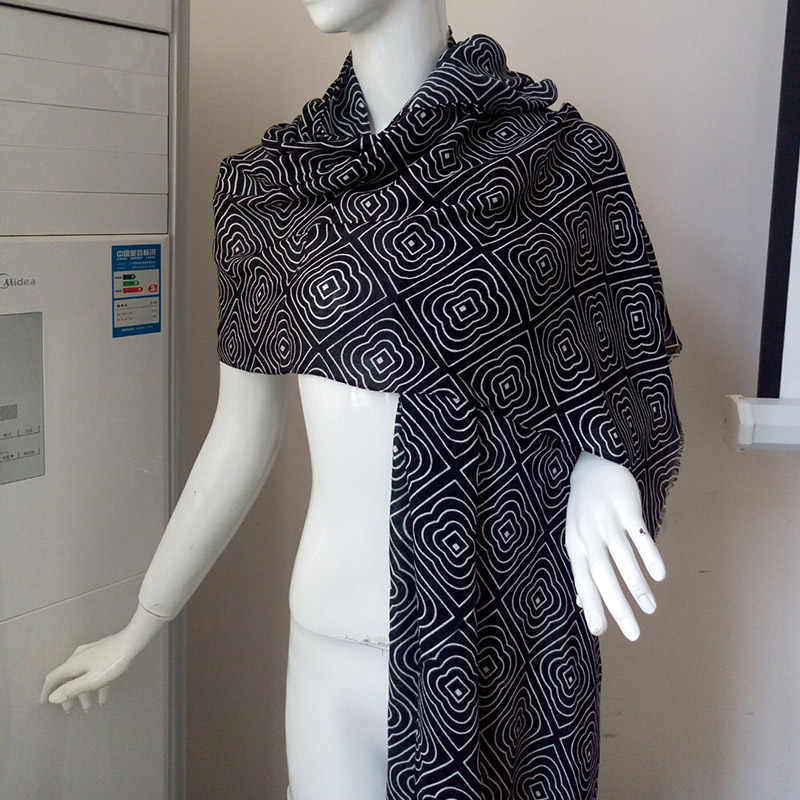 Men's Black and White Rayon Scarves