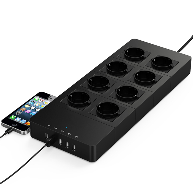 8 Outlet EU/Us/UK/Au Electrical Socket with 5 Ports USB Charger