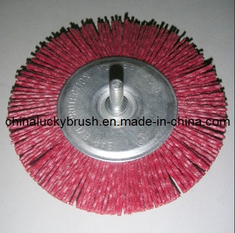 Red Colour Nylon Abrasive Shaft Wheel Brush (YY-047)