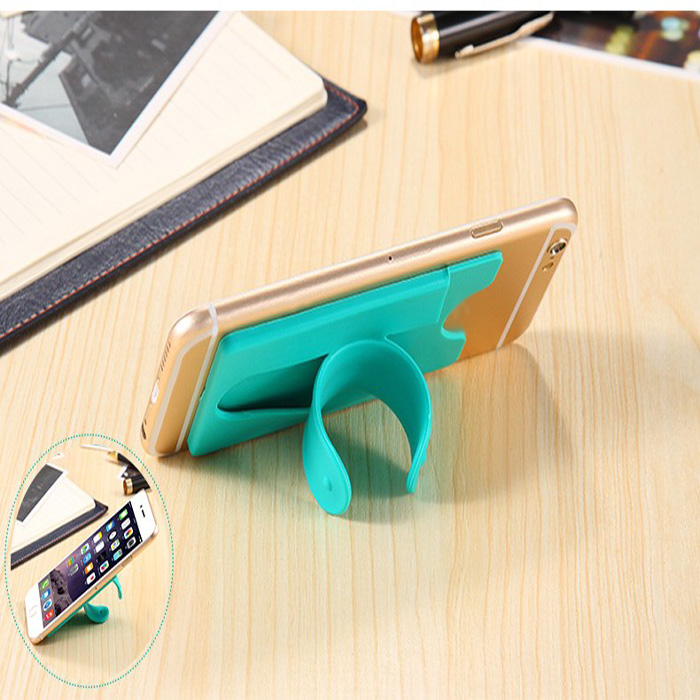 Touch U Shape Silicone Phone Stand Holder with Card Slot