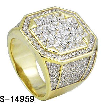 Hip Hop Jewelry Men's Stuff 925 Pure Silver Micro Pave CZ Men Ring. (S-14961)