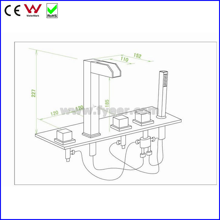 5 PCS Set Hydraulic LED Bath&Shower Faucet Bathtub Tap (FD15305F)