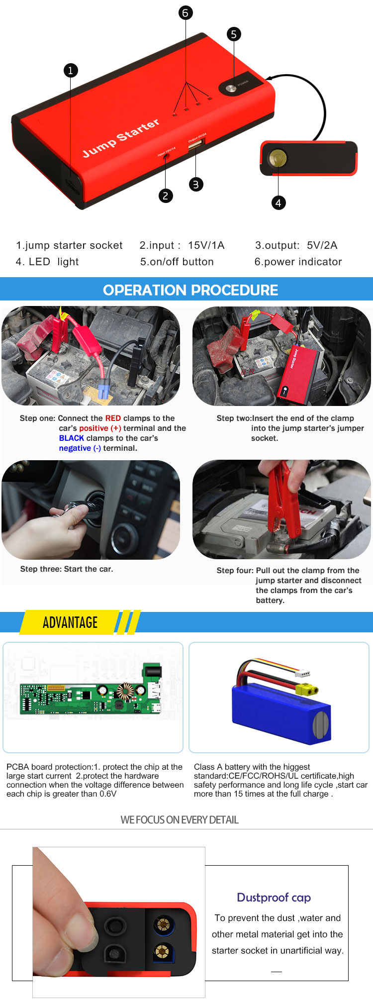Rechargeable Battery Multi-Function Jump Starter---11000mAh