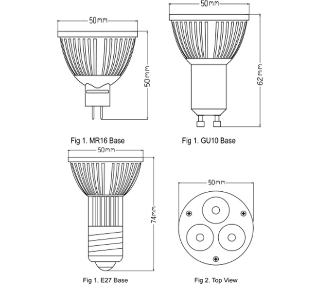 3W E27/GU10/MR16 CE Indoor LED Spot Light