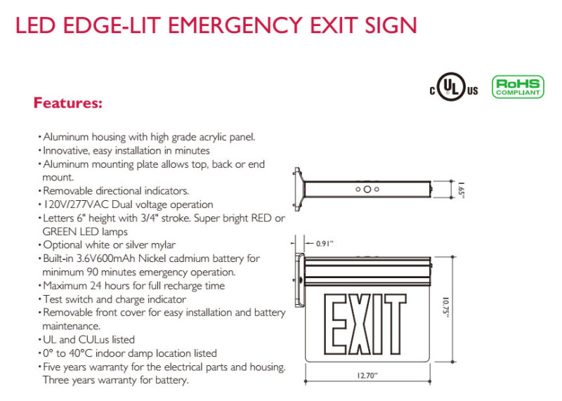 Cus LED Exit Sign, Emergency Exit Sign, Exit Sign, Emergency Exit Sign