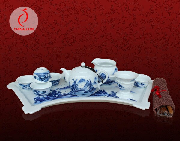 Porcelain Hand Painted Blue and White Design Tea Sets