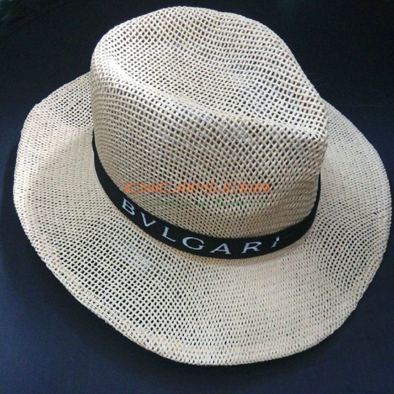 Custom Panama Straw Hat with Print Logo and Steel Wire at Brim