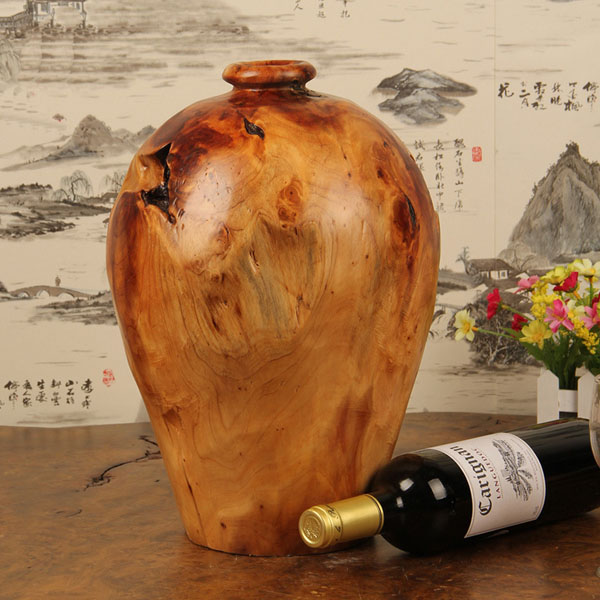 Hot Selling Carved Natural Durable Wooden Vase