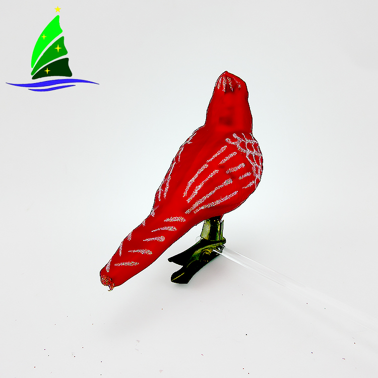 Hanging Glass Christmas Bird Ornaments