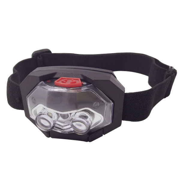 T03 1red LED + 2 LED Plastic Headlamp Traillight Camping Light Head Torch 3*AAA Battery Support Light