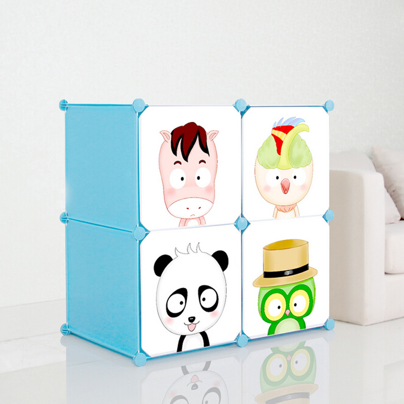 4 Doors Cartoon Plastic DIY Storage Cabinets for Children (ZH001-6)