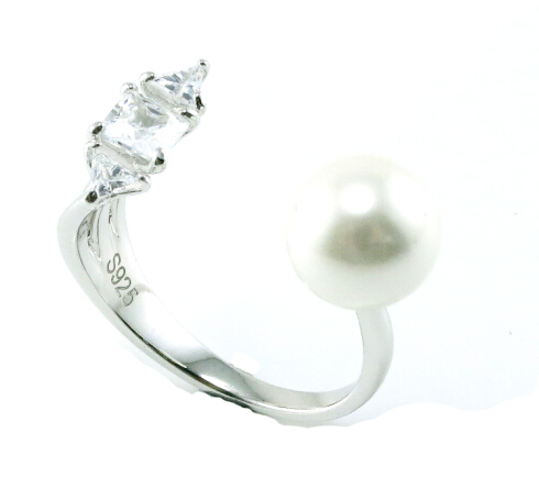 Open Pearl Ring 925 Sterling Silver U Ring Jewellery Unisex Noble Women Dress up Wedding Jewelry R10308