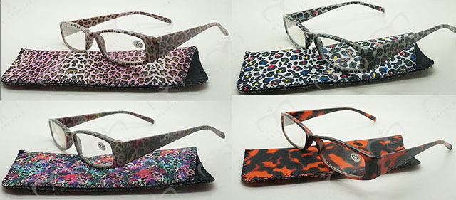 New Design Leopard Reading Glasses with Pouch (WRP504194)