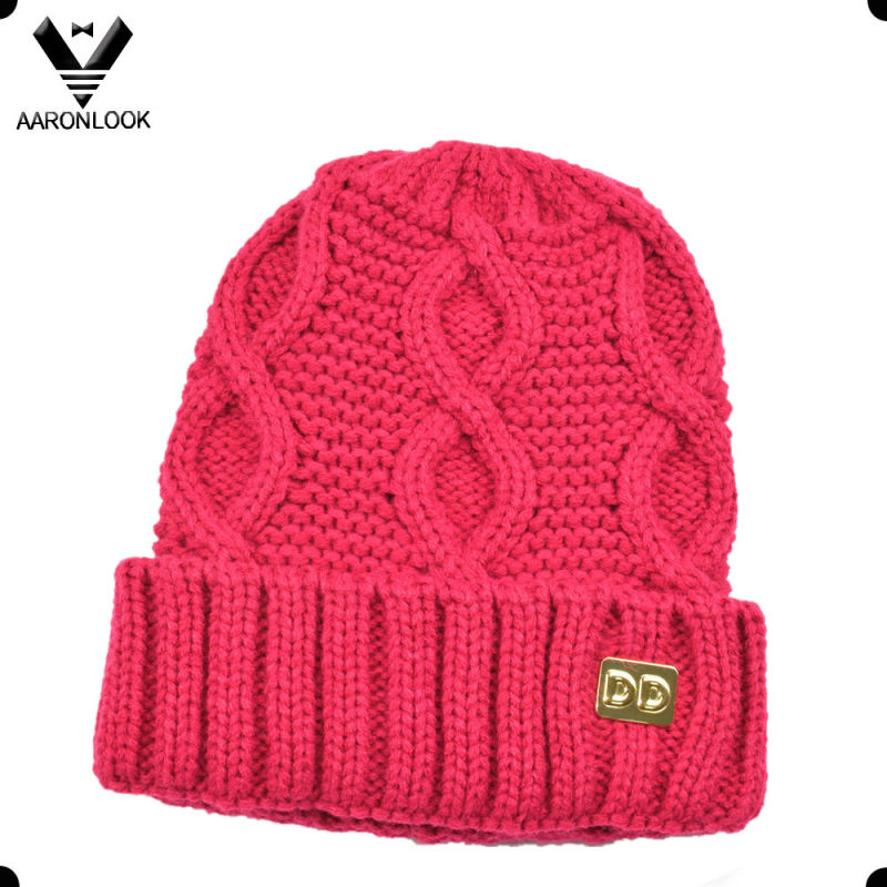 Lady's Fashion Acrylic Crochet Knit Pattern Cable Beanie