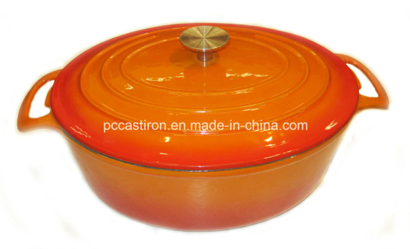 Enamel Oval Cast Iron Dutch Oven China Factory Size 33X26cm