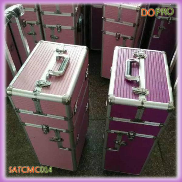 Two in One Pink ABS Professional Make up Artist Trolley Case (SATCMC014)