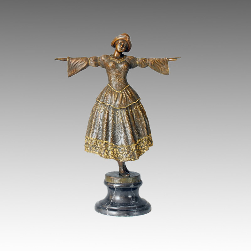 Dancer Statue Rococo Girl Dancing Bronze Sculpture TPE-084