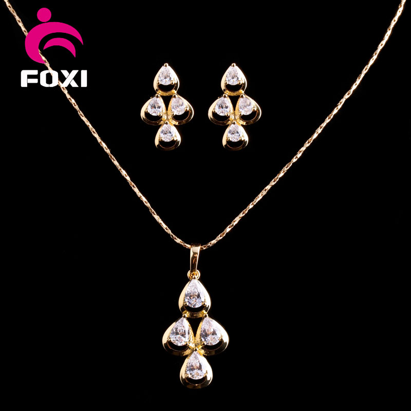 Wholesale Cheap Good Quality Brass Fashion CZ Jewelry Sets