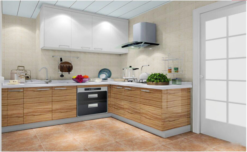 L Shape Classical Design Solid Wood Kitchen Cabinet