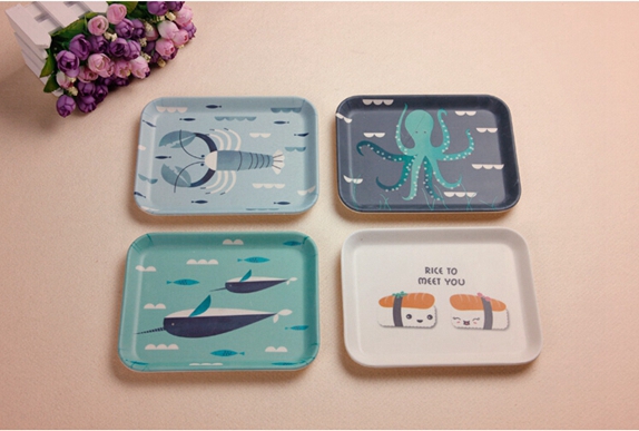 Bamboo Fiber Tableware Tray with Printed (BC-TP1005)
