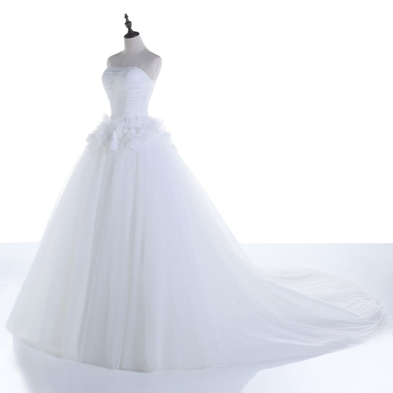 Sweetheart Tulle Organza Flower Wedding Dress