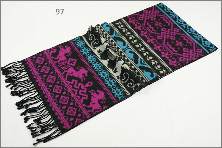 Men's Womens Unisex Reversible Cashmere Feel Winter Warm Printing Thick Knitted Woven Scarf (SP819)