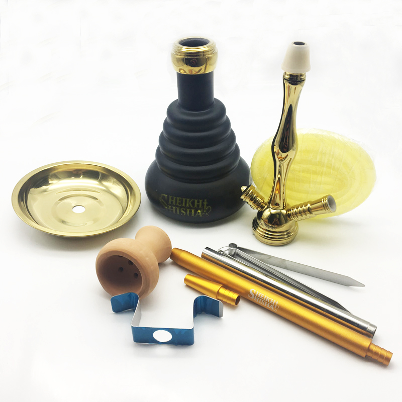 New Golden Glass Hookah Shisha with Whole Hookah Accessories (ES-HS-006)