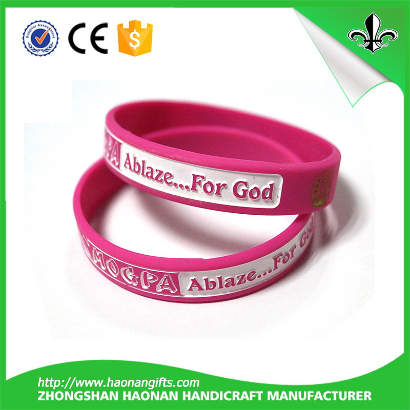 Colorful Silicone Wristband with Logo Embossed or Color Filled