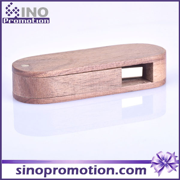 Custom Creative Mahogany Wood Rotate USB Flash Drive