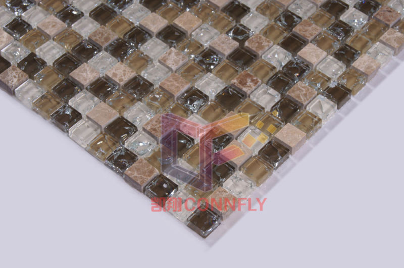 Black Stone Mix Cracked Glass Mosaic Tile (CS127)