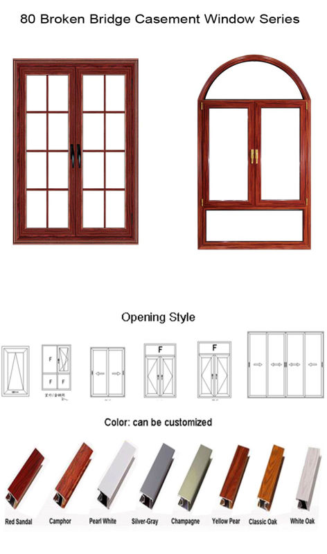 Feelingtop Aluminum Alloy Casement Window with 1.8mm Thickness (FT-W80)