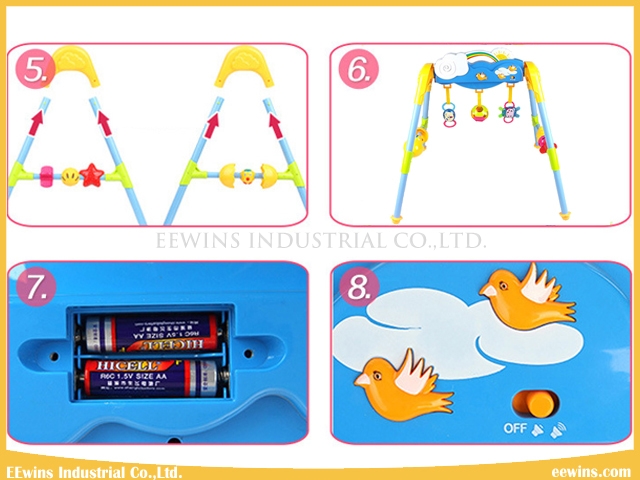 Baby Toys Gym Sets with 3 Rattles and Music for Baby