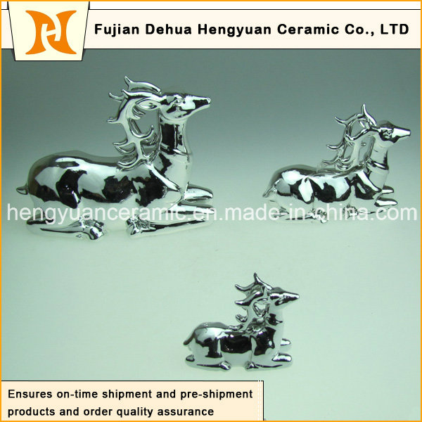 Ceramic Milu Deer Sculpture for Christmas Decor