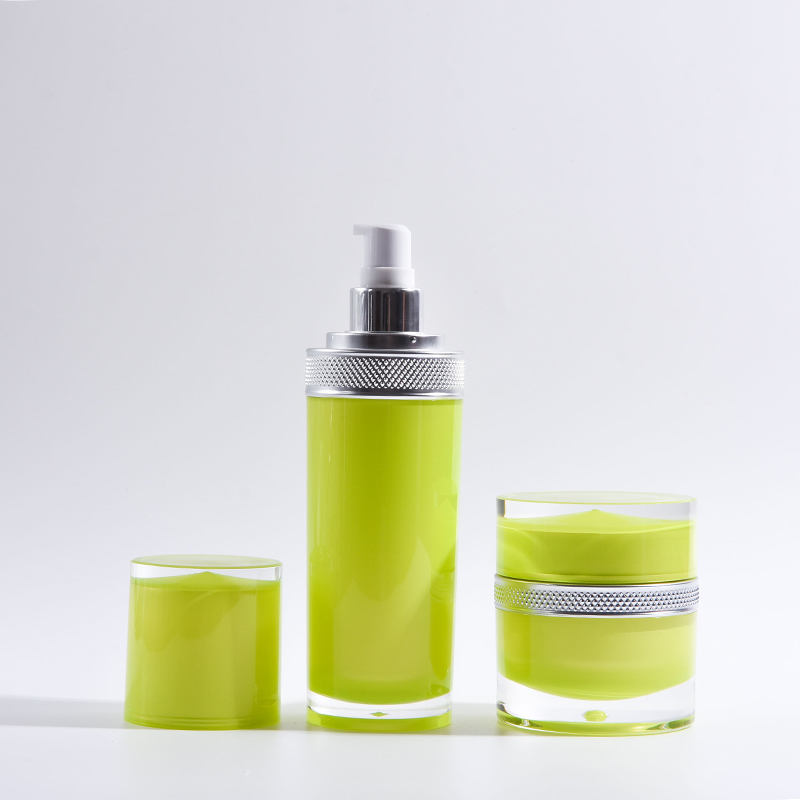 New Design 100ml Acrylic Cylinder Lotion Bottle with 50ml Jar