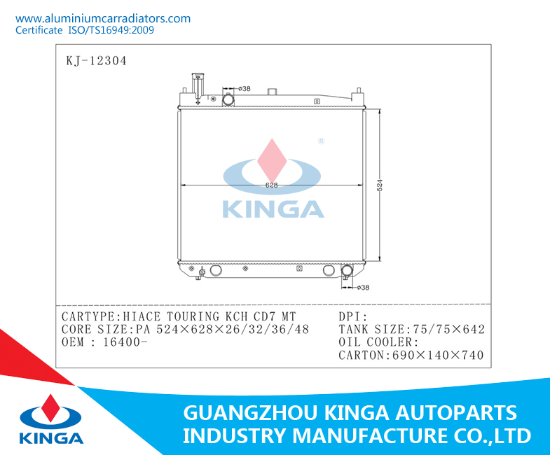 Car Auto Aluminum for Toyota Radiator for OEM 16400-67100