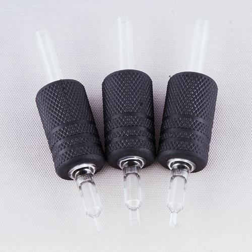 Black Silicone Disposable Tattoo Grip with Clear Tip